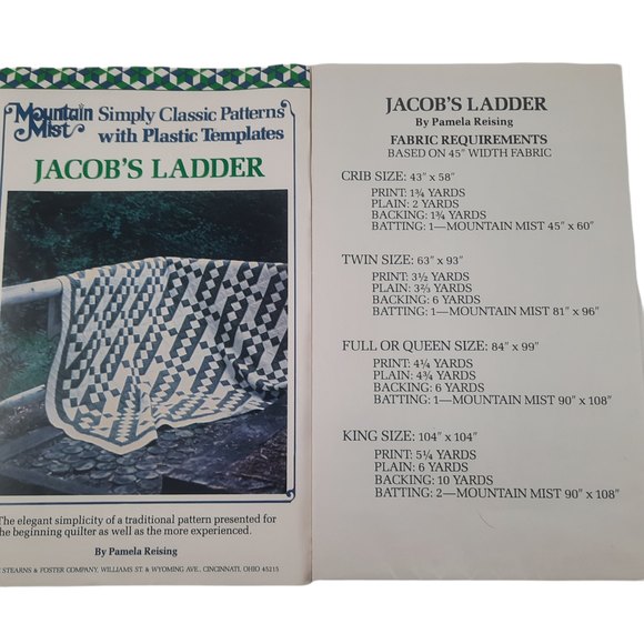 Mountain Mist Pieced Quilt Pattern Horn of Plenty & Jacobs Ladder w/ Template - Picture 4 of 6